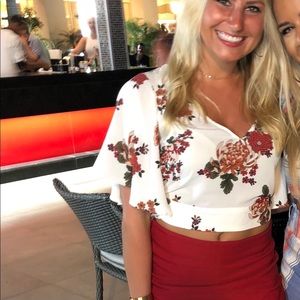 Flowy Floral White Top